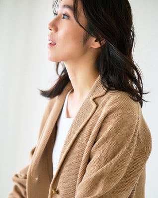 鹿の子ニット・トリムジャケット