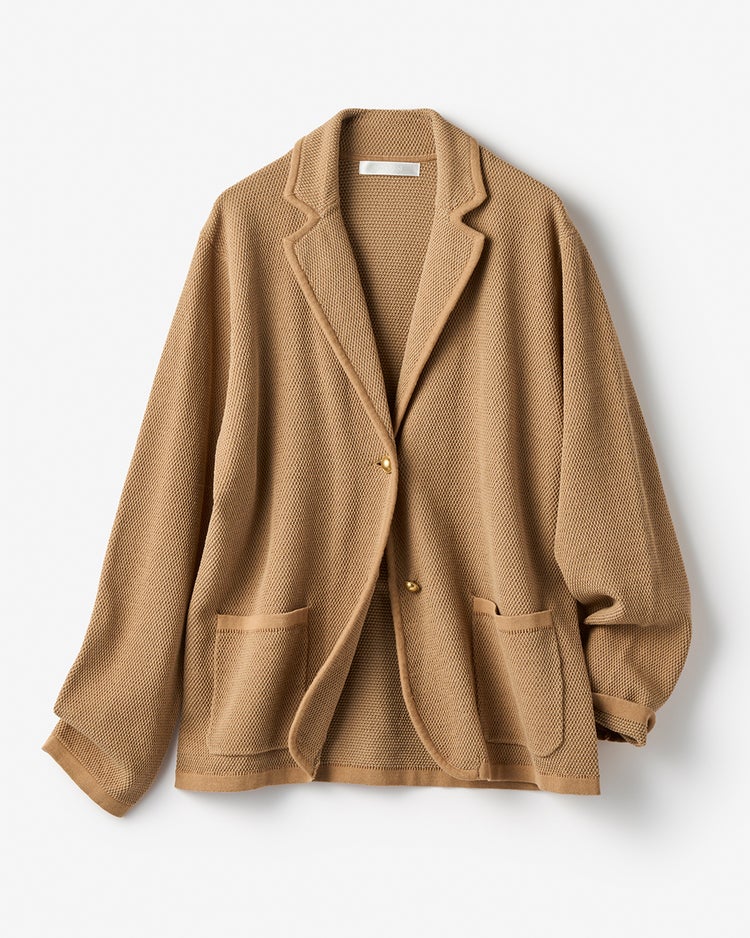 鹿の子ニット・トリムジャケット 詳細画像 キャメル 3