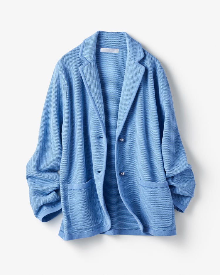 鹿の子ニット・トリムジャケット 詳細画像 ライトブルー 4