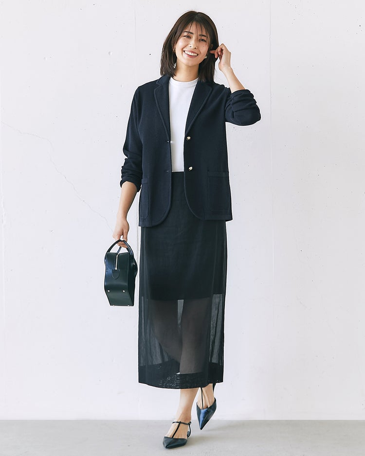 鹿の子ニット・トリムジャケット 詳細画像 ミッドナイトブルー 3