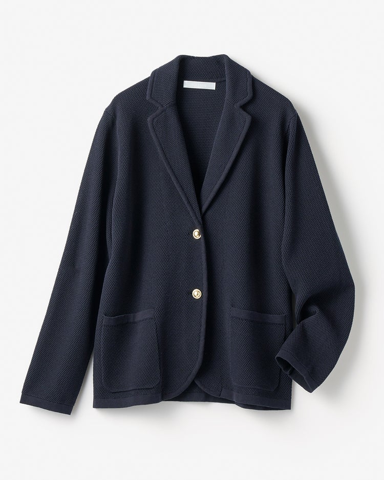 鹿の子ニット・トリムジャケット 詳細画像 ミッドナイトブルー 5