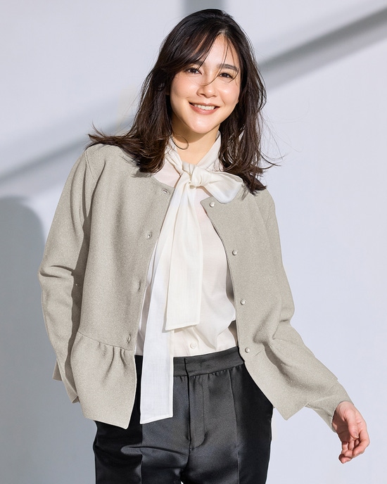 ガーターニット・ペプラムジャケット