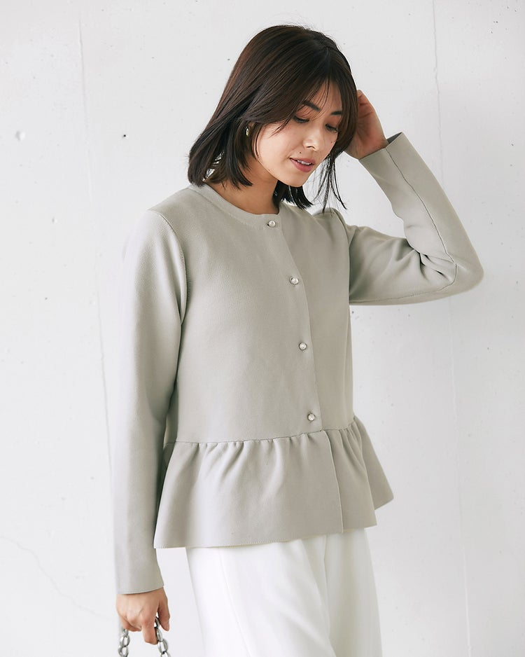 ガーターニット・ペプラムジャケット 詳細画像 ライトグレー 2