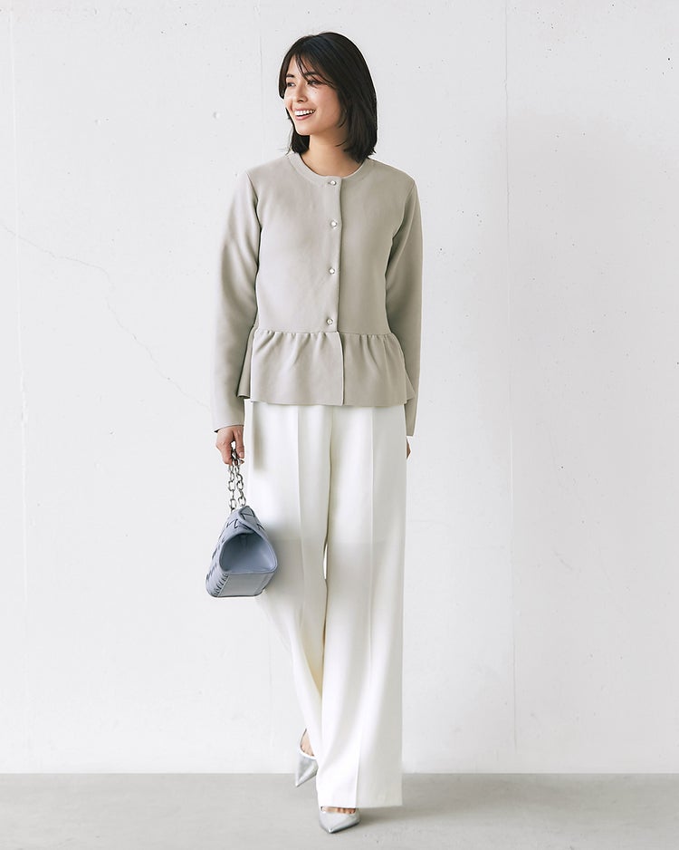 ガーターニット・ペプラムジャケット 詳細画像 ライトグレー 3