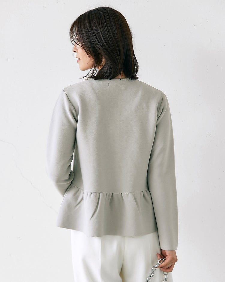 ガーターニット・ペプラムジャケット 詳細画像 ライトグレー 4