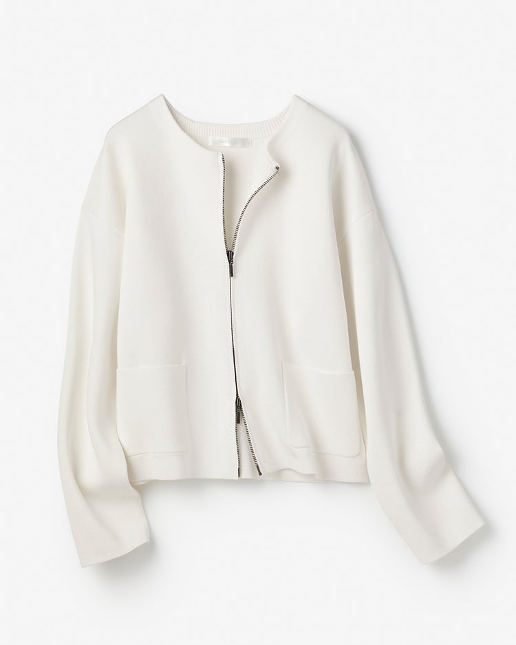 ミラノリブ・ノーカラージップブルゾン 詳細画像 ホワイト 4