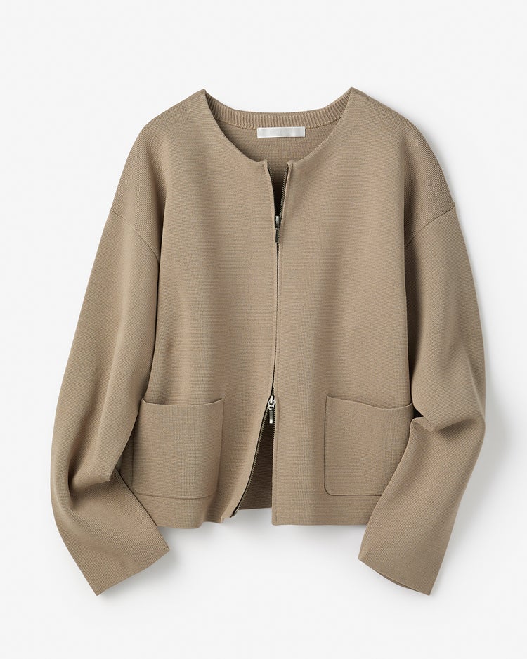 ミラノリブ・ノーカラージップブルゾン 詳細画像 グレーベージュ 3