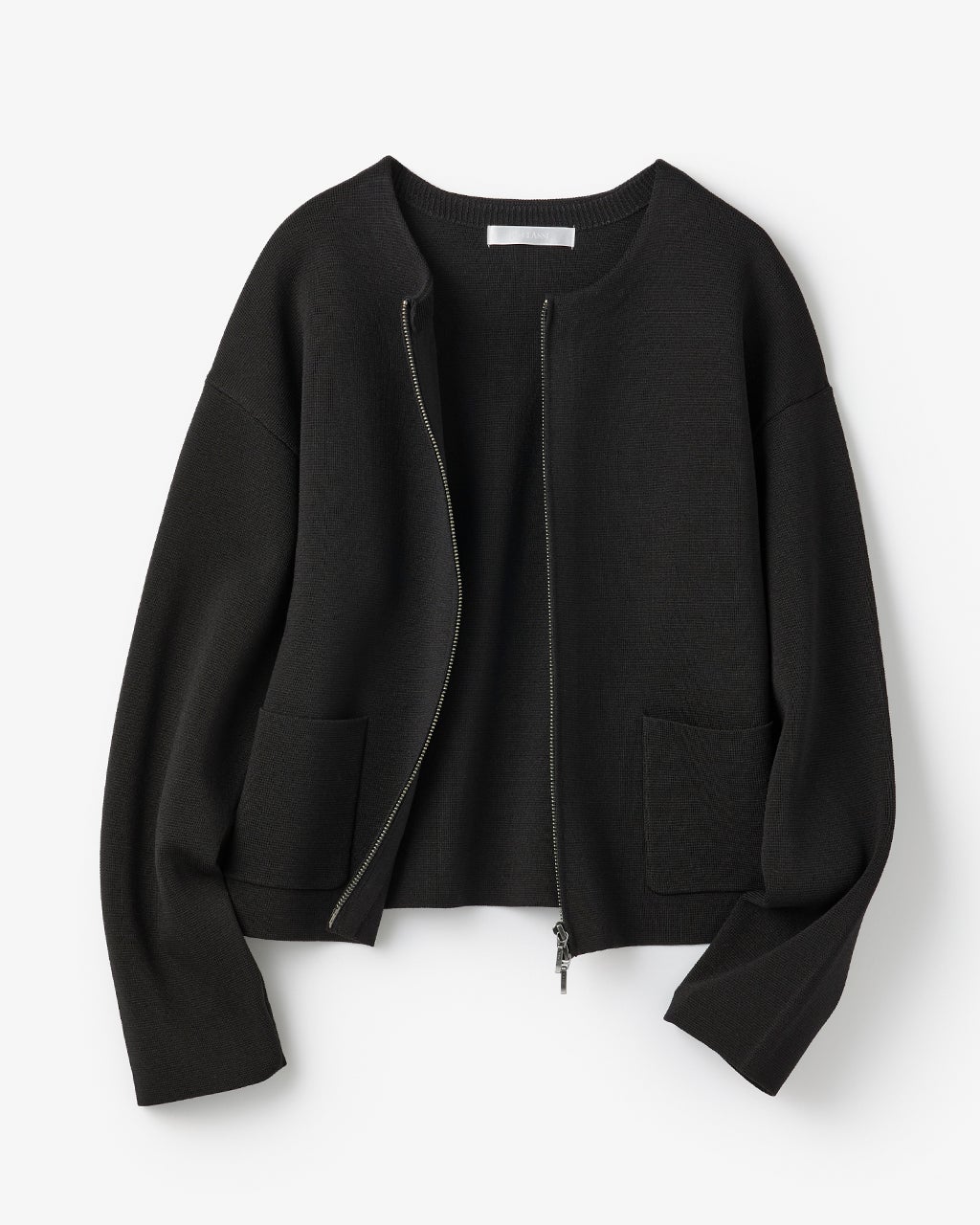 美品　23区　ブラック ジップアップ ノーカラー　ブルゾン　黒 ミラノリブ・ノーカラージップブルゾン/DoCLASSE