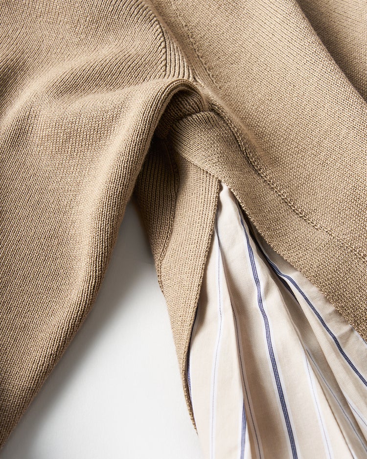 総針ニット・異素材デザインプルオーバー 詳細画像 グレーベージュ 5