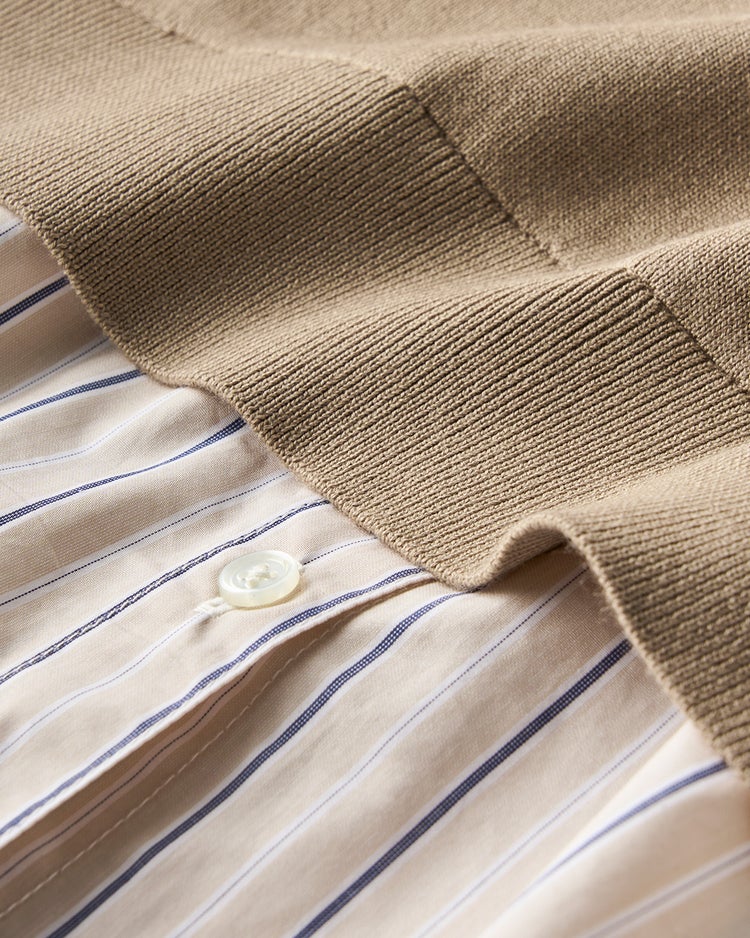 総針ニット・異素材デザインプルオーバー 詳細画像 グレーベージュ 6