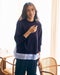 総針ニット・異素材デザインプルオーバー 詳細画像