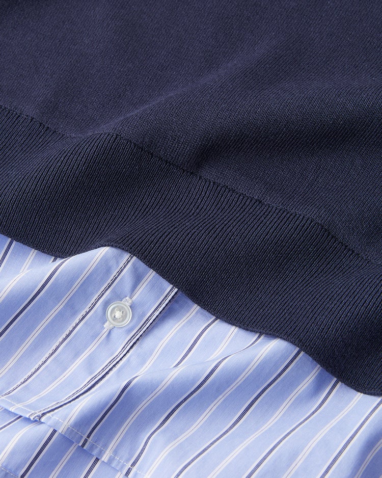 総針ニット・異素材デザインプルオーバー 詳細画像 ネイビー 3