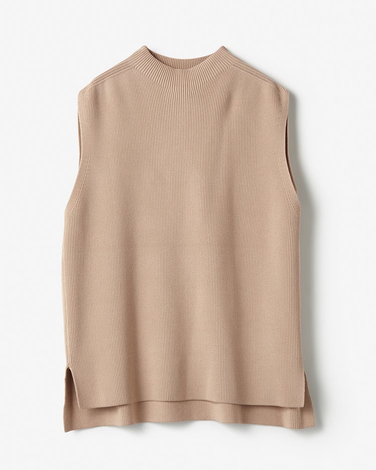 片畦編み・ボトルネックベスト 詳細画像 ベージュ 1