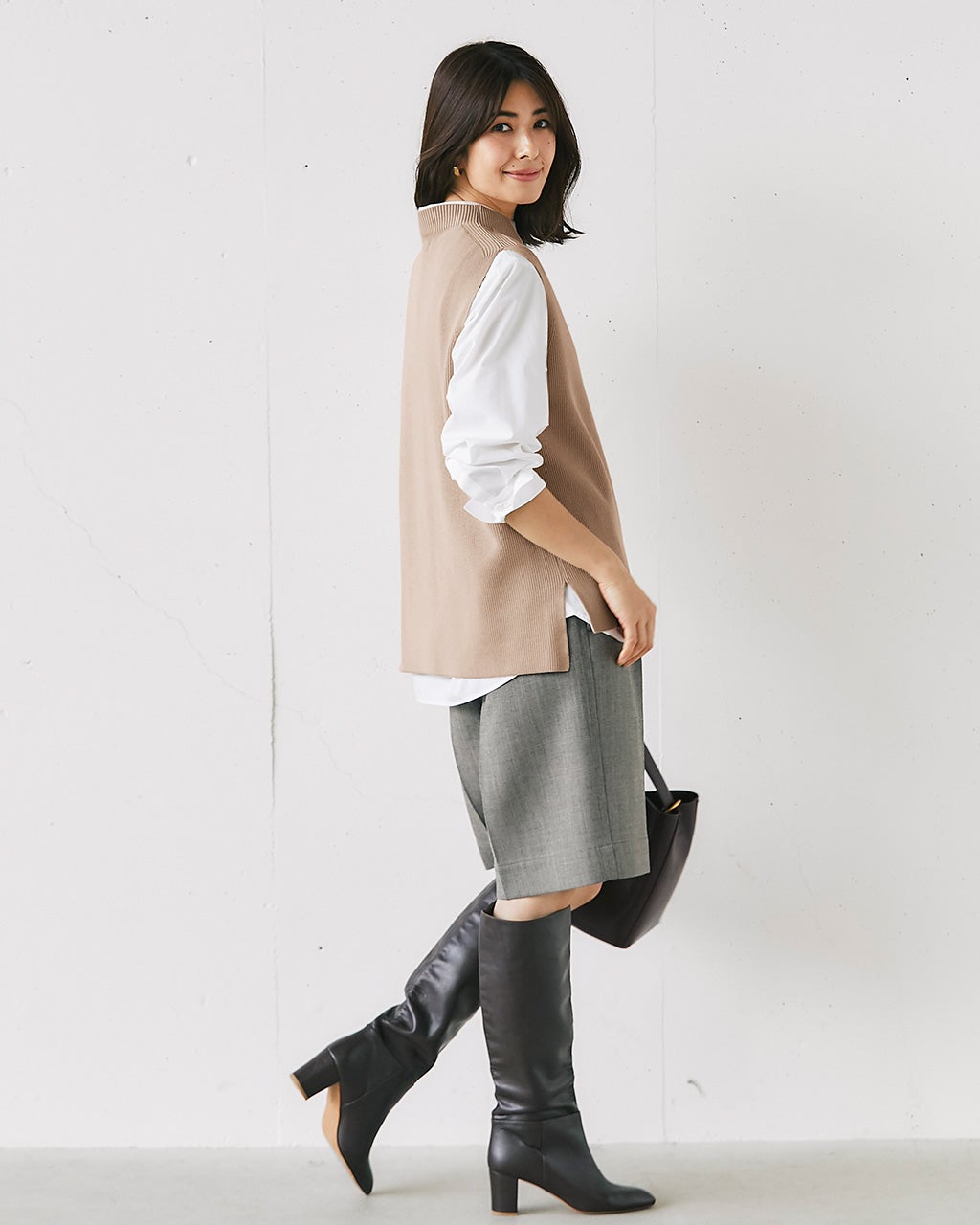 片畦編み・ボトルネックベスト/DoCLASSE