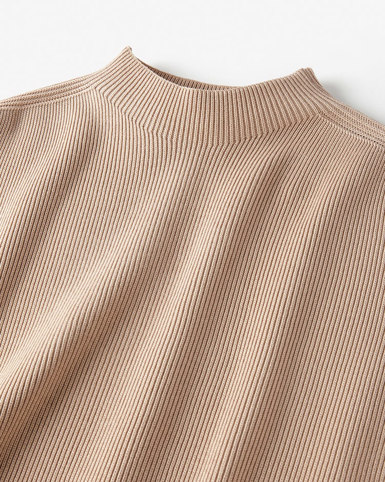 片畦編み・ボトルネックベスト 詳細画像 ベージュ 2