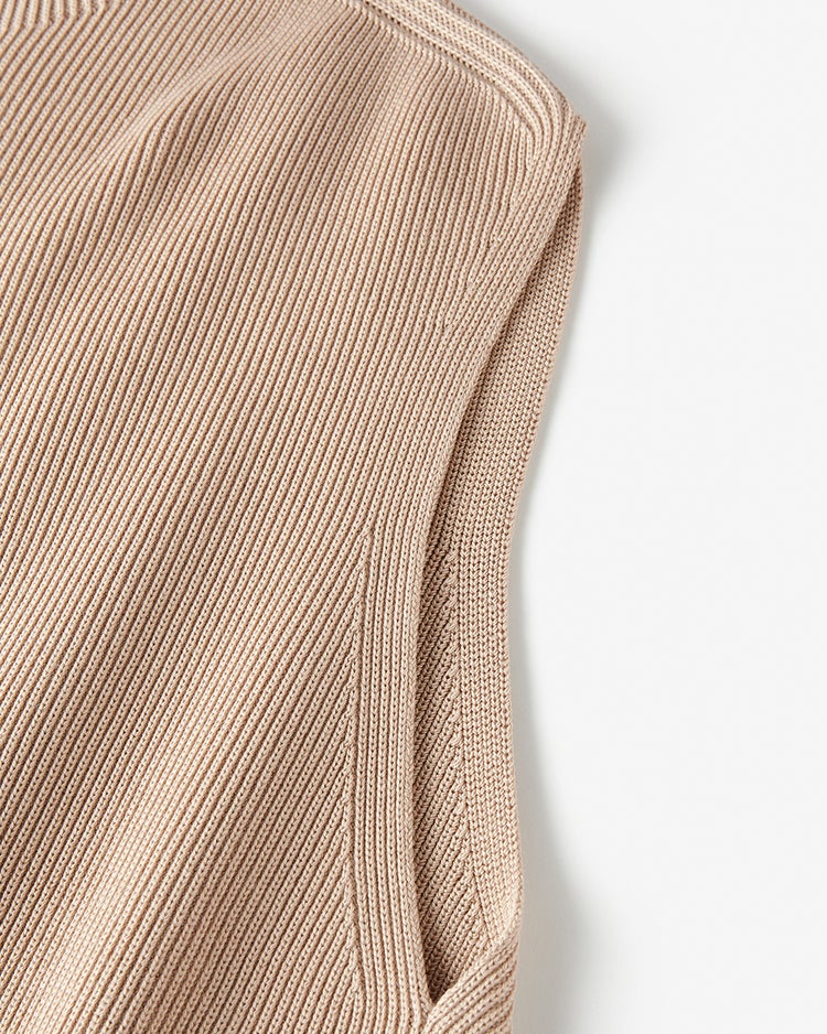 片畦編み・ボトルネックベスト 詳細画像 ベージュ 3