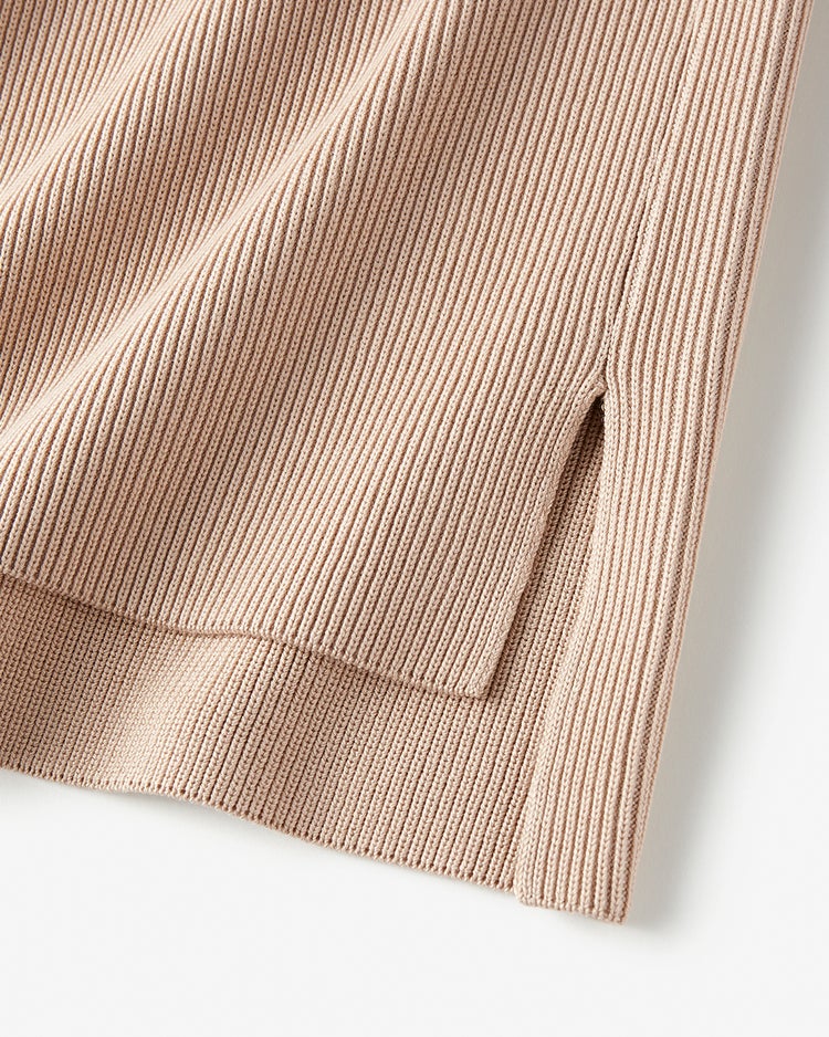片畦編み・ボトルネックベスト 詳細画像 ベージュ 6