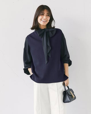 片畦編み・ボトルネックベスト