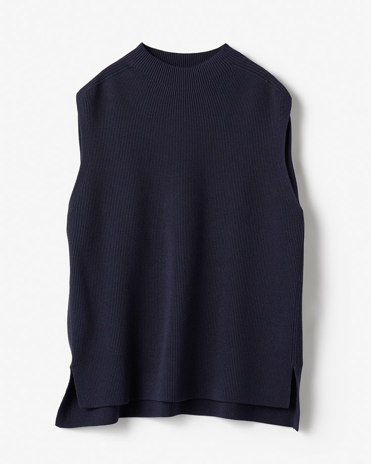 片畦編み・ボトルネックベスト 詳細画像 ネイビー 6
