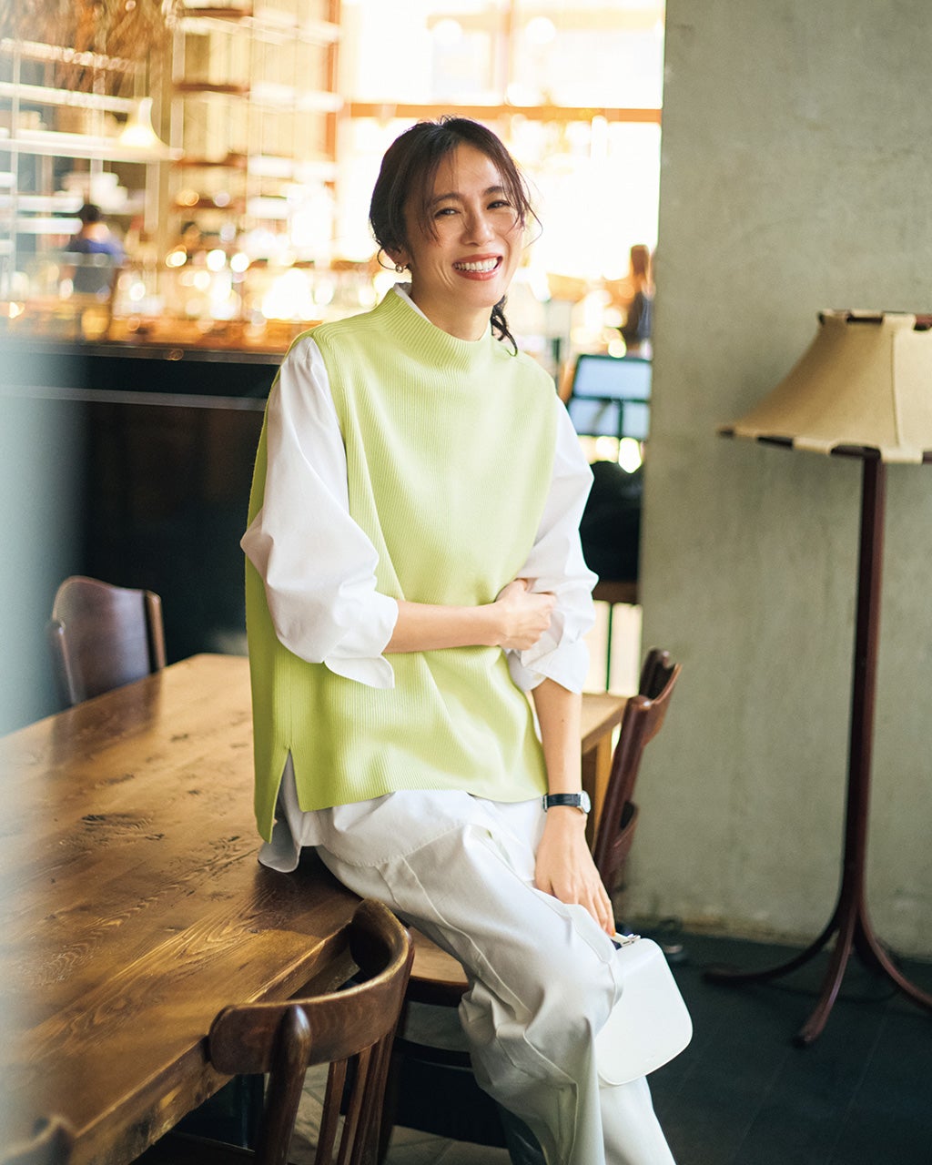 片畦編み・ボトルネックベスト/DoCLASSE