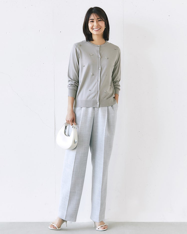 クリスタルビジュー・カーディガン 詳細画像 ライトグレー 2