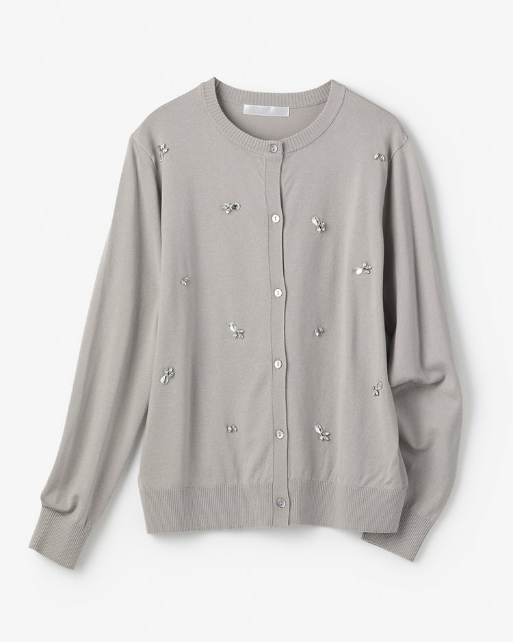 クリスタルビジュー・カーディガン 詳細画像 ライトグレー 4