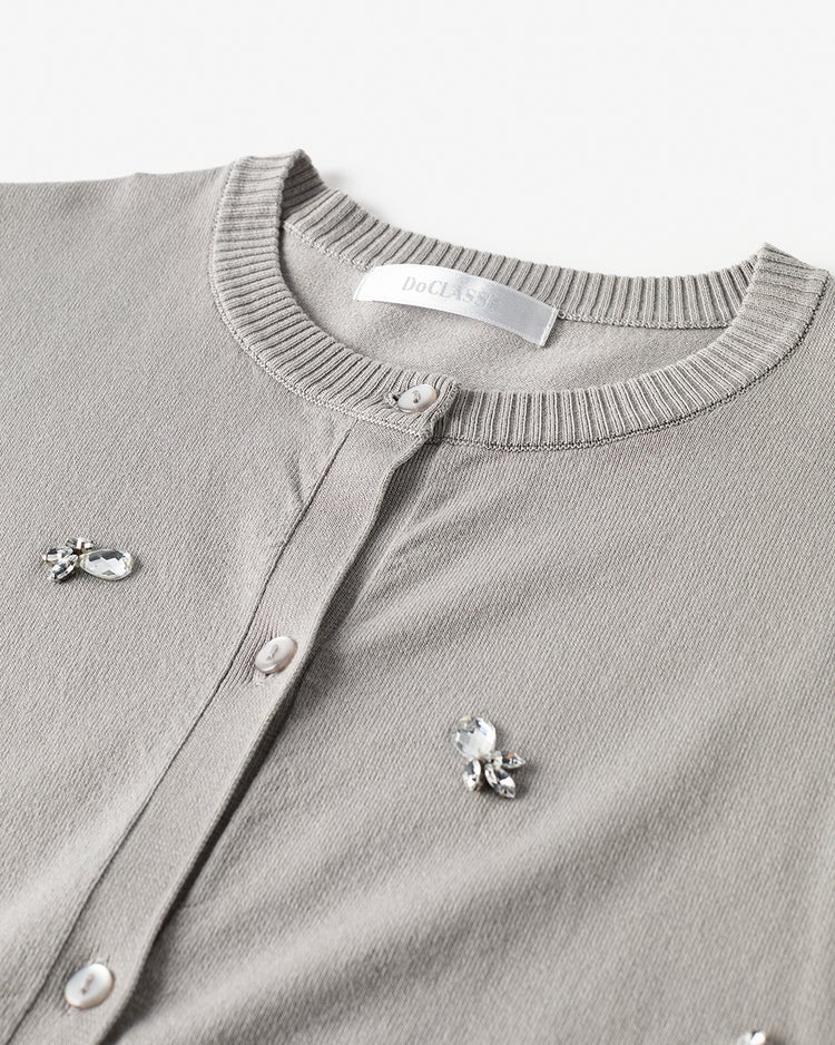 クリスタルビジュー・カーディガン 詳細画像 ライトグレー 5