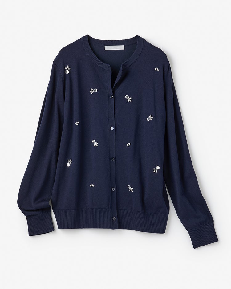 クリスタルビジュー・カーディガン 詳細画像 ネイビー 4