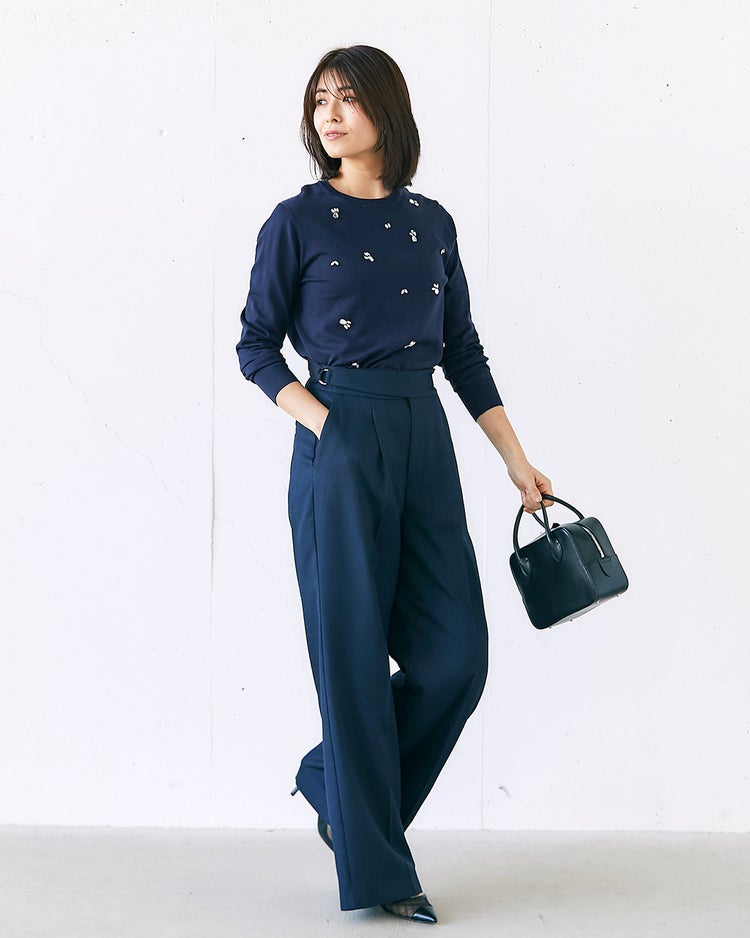 クリスタルビジュー・プルオーバーニット 詳細画像 ネイビー 2