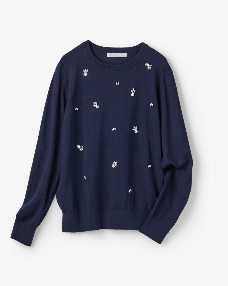 クリスタルビジュー・プルオーバーニット 詳細画像 ネイビー 4