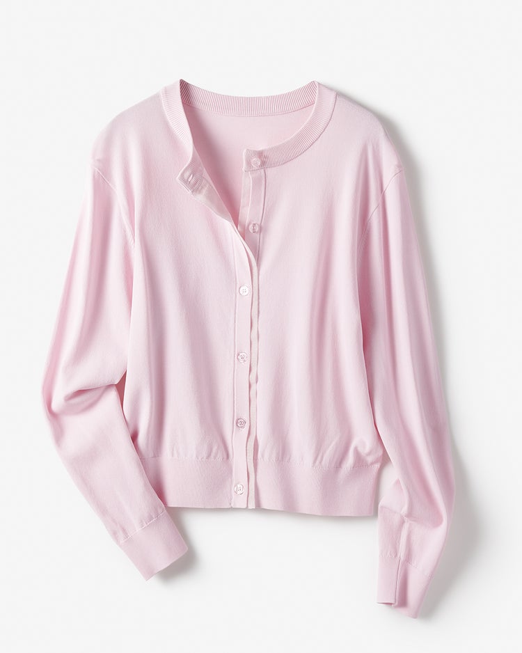 UVニット・シアーネックカーディガン 詳細画像 ライトピンク 5