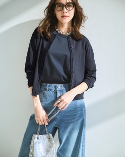 UVニット・シアーネックカーディガン