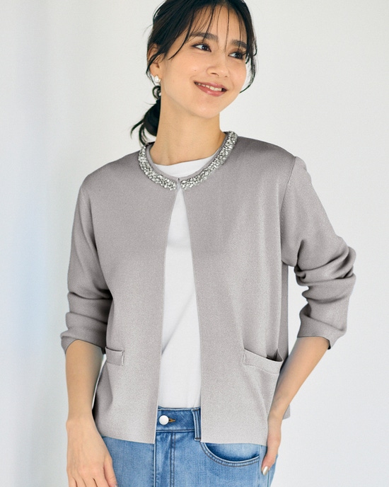 ビジューネック・ボレロカーディガン