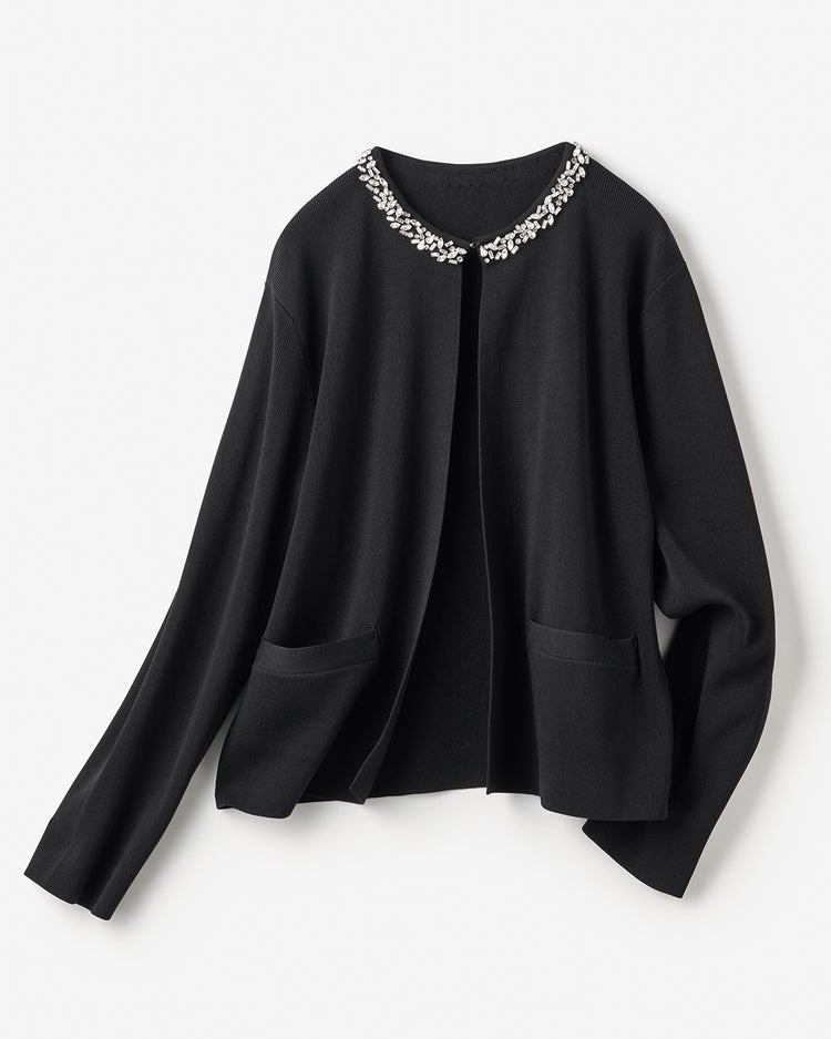 ビジューネック・ボレロカーディガン 詳細画像 ブラック 1