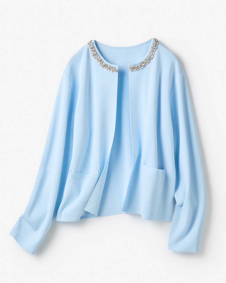 ビジューネック・ボレロカーディガン 詳細画像 ペールブルー 4