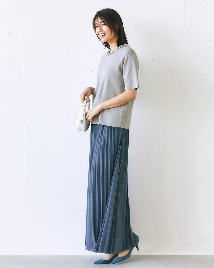 ビジューネック・総針ニットプルオーバー 詳細画像 ライトグレー 2