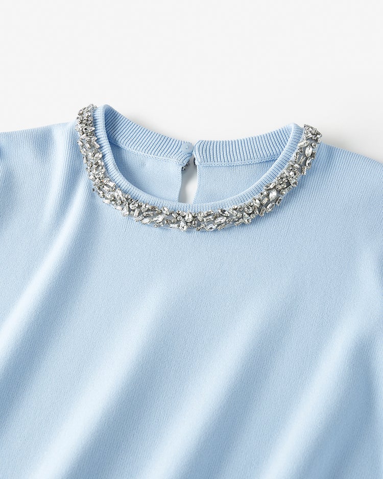 ビジューネック・総針ニットプルオーバー 詳細画像 ペールブルー 3