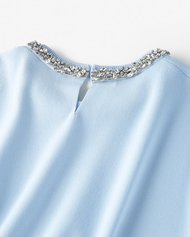 ビジューネック・総針ニットプルオーバー 詳細画像 ペールブルー 5