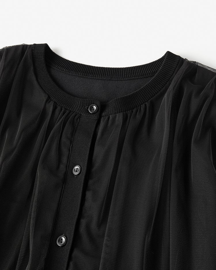 チュールコンビニット・クルーカーディガン 詳細画像 ブラック 3