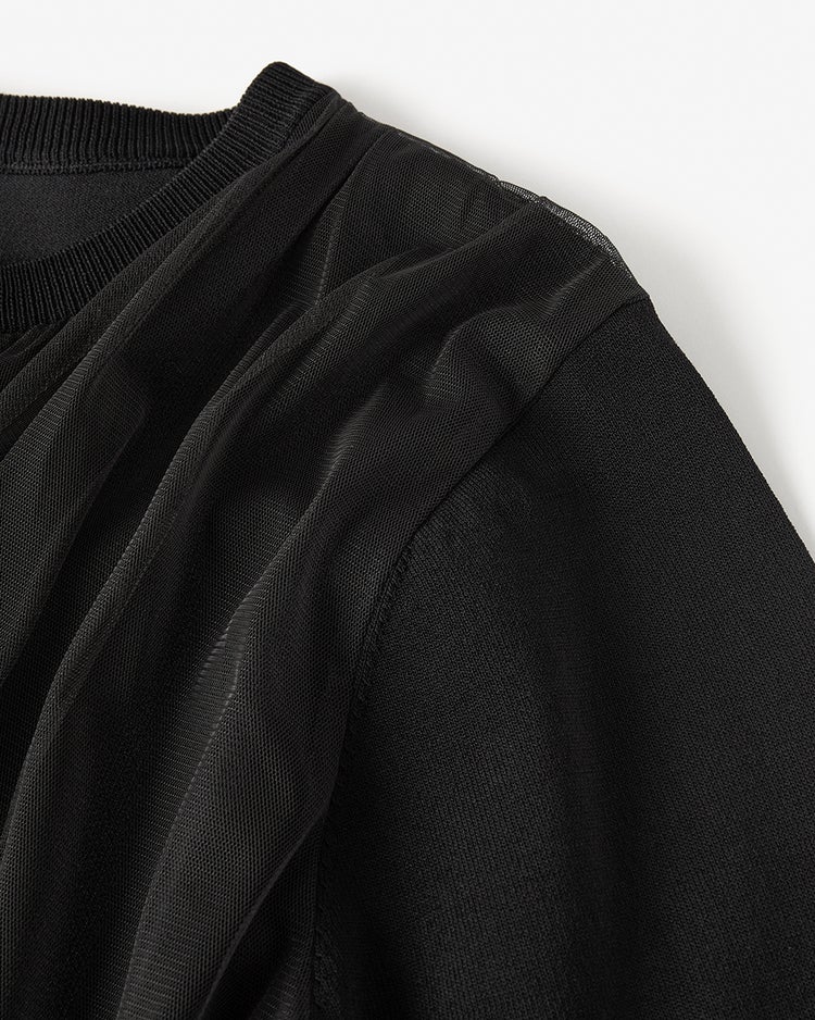 チュールコンビニット・クルーカーディガン 詳細画像 ブラック 4