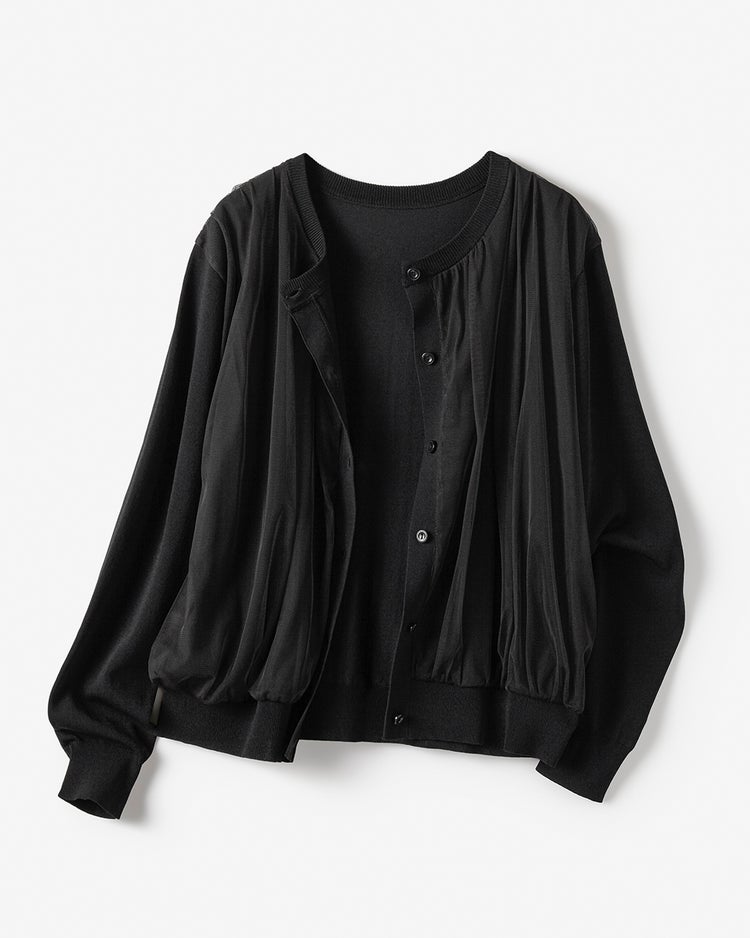 チュールコンビニット・クルーカーディガン 詳細画像 ブラック 5