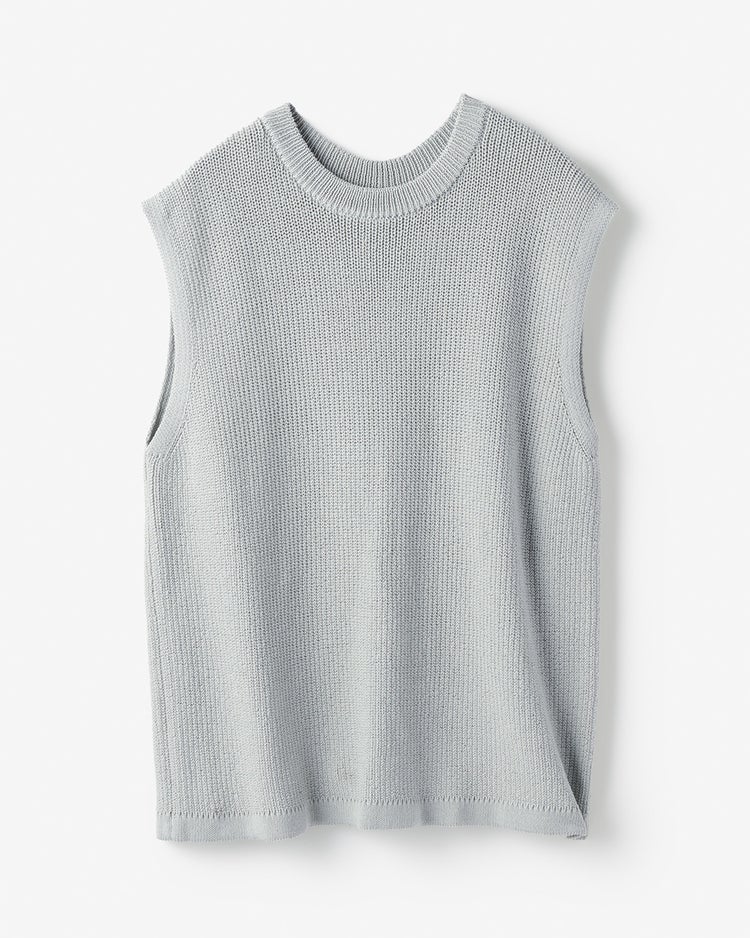 片畦サマーニット・バックスリットベスト 詳細画像 アイスグレー 2
