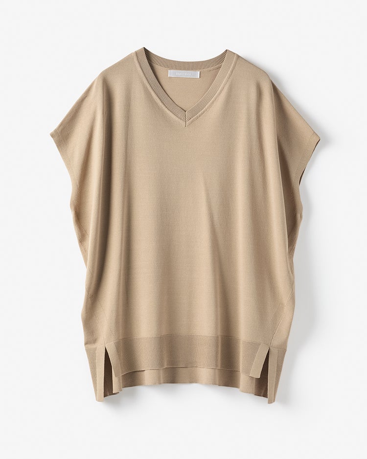 UVクールニット・Vネックトップス 詳細画像 ベージュ 2