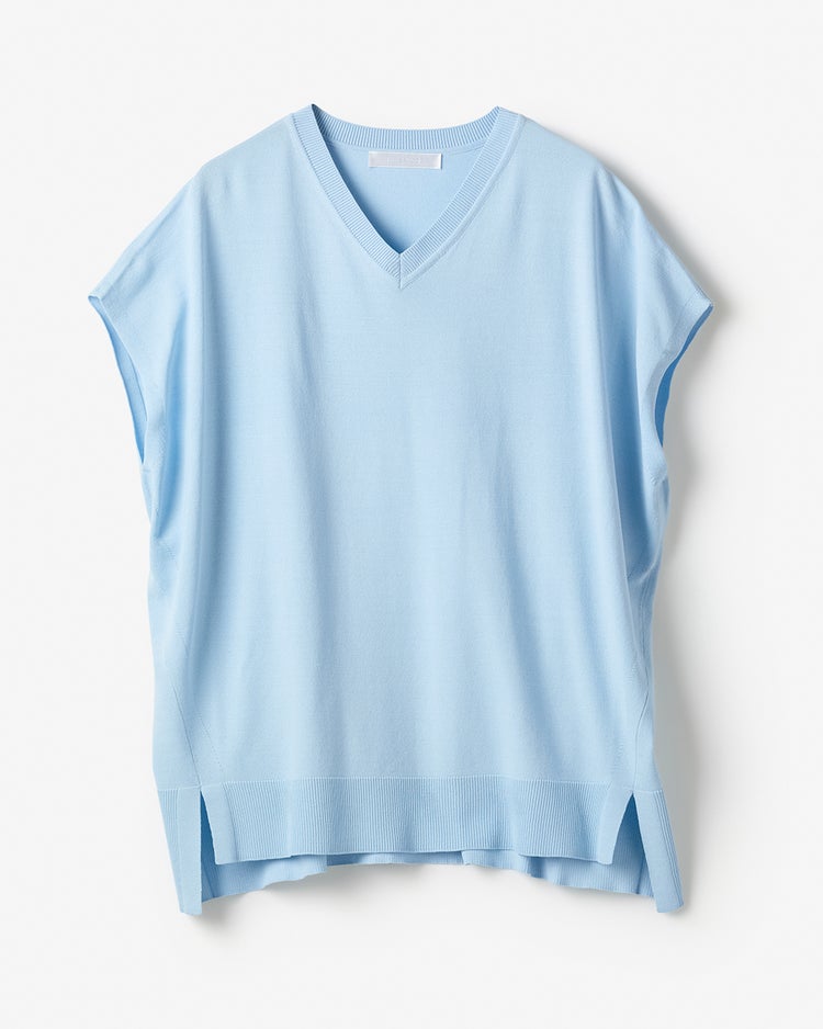 UVクールニット・Vネックトップス 詳細画像 ペールブルー 2