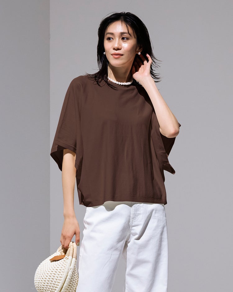 UVクールニット・ボートネックトップス 詳細画像 ブラウン 1