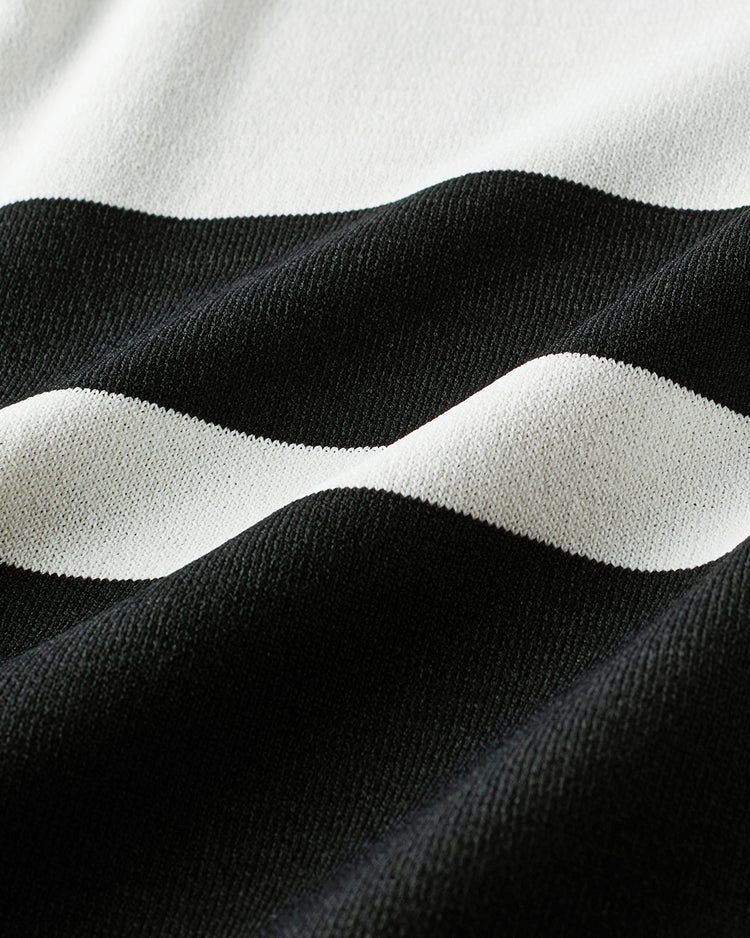 UVクールニット・フレンチトップス 詳細画像 ブラック&times;ホワイト 2