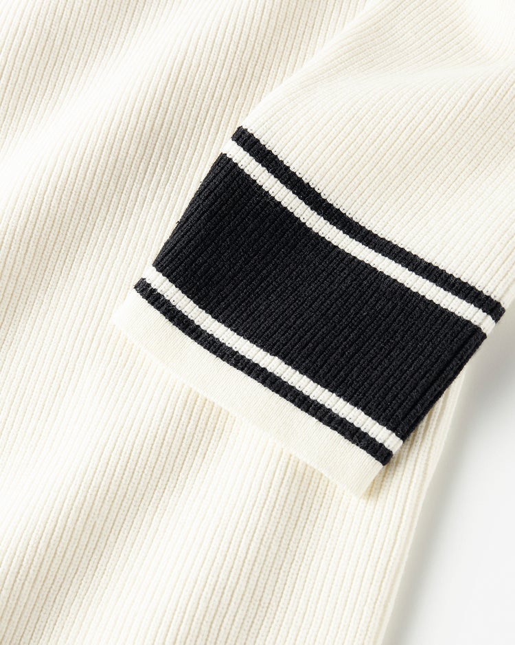 コットン混・配色Vネックセーター 詳細画像 オフホワイト 3