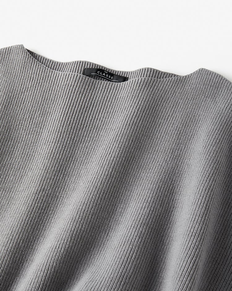 コットン混・配色ボートネックセーター 詳細画像 グレー 2