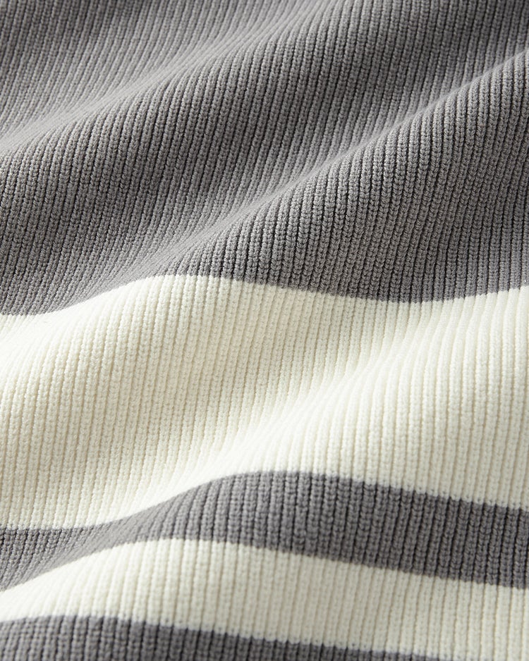 コットン混・配色ボートネックセーター 詳細画像 グレー 4