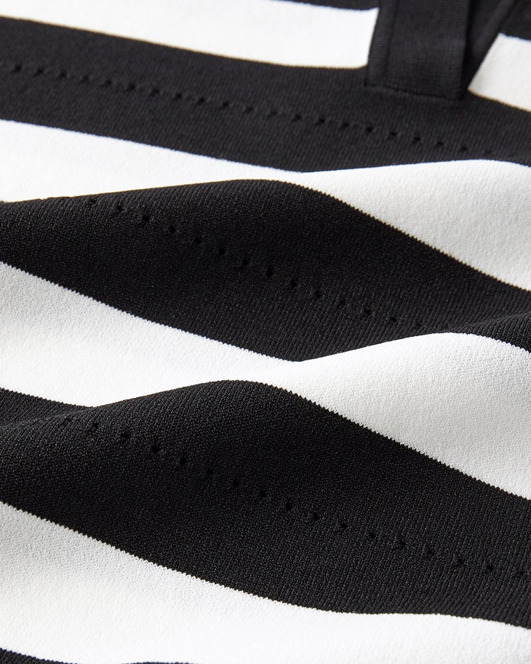 アイレットボーダー・ポロニット 詳細画像 ブラック&times;ホワイト 3